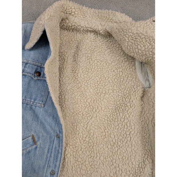 Vintage Levis Denim Sherpa Trucker Jacket Blue 70s 80s Orange Tab No Size Tag - Picture 4 of 8